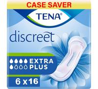 TENA Discreet Extra Plus Women's Incontinence Pads - 96 Pads (6 x 16 Packs)