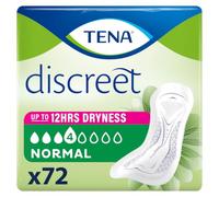 TENA Discreet Incontinence Pads, Normal (72 Count) | For Women Experiencing Medium Bladder Weakness, Triple Protection Against Leaks, Odour & Moisture, Long-Lasting Dryness