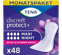 TENA Discreet Maxi Night Incontinence Pads for Heavy Bladder Weakness, 48 Incontinence WomenSpecifically Designed for Night Time Protection
