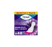 TENA Discreet Maxi Night Incontinence Pads for Women - 48 Pads, Medium-Heavy Bladder, Nighttime Protection