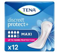 TENA Discreet Protect+ Maxi Incontinence Pads (12 Count) | For Women Experiencing Heavy Bladder Weakness, Postpartum & Post-Surgery Use, Up to 12 Hours Protection