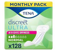 Tena Discreet Ultra Pad Normal Incontinence Pads for Women with Light Bladder Leaks, Thinnest Design Ever, Specifically Designed for Discreet Protection 8x16p