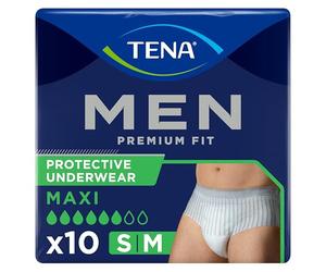 TENA for Men Premium Fit Level 4 Medium Pack of 10 | Incontinence Pants for Men with Very Heavy Bladder Weakness, Triple Protection Against Leaks, Odour & Moisture, Discreet Fit