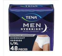 TENA Incontinence Underwear for Men, Overnight Absorbency, Extra Coverage, Small/Medium - 56 Count