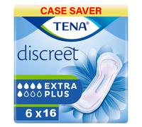 TENA Lady Discreet Extra Plus, 96 Incontinence Pads (16 x 6 Packs) Individually Wrapped for Women with Medium-Heavy Bladder Weakness, Incontinence and