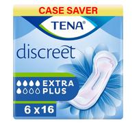 TENA Lady Discreet Extra Plus, 96 Incontinence Pads (16 x 6 Packs) Individually Wrapped for Women with Medium-Heavy Bladder Weakness, Incontinence and Loss