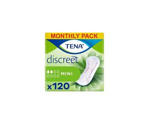 TENA Lady Discreet Mini Towels, for Light Bladder Weakness, Monthly Pack of 120 Incontinence Pads for Women