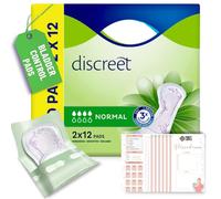 Tena Lady Discreet Normal Pads 2X 12 Pack Bundle with Fancy Labels Period Tracker | Reliable Protection, Odor Control, and Comfortable Fit for Women