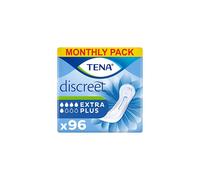 TENA Discreet Extra Plus, 96 Incontinence Pads Individually Wrapped, for Women with Medium to Heavy Bladder Weakness, Incontinence and Unpredictable Leaks, 16 count (Pack of 6)