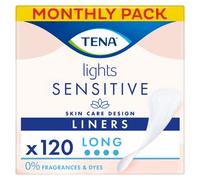 TENA Lights Long Liner, 120 Incontinence Liners for Women with Sensitive Skin, Breathable and Unscented Liner for Light Bladder Weakness and Incontinence, 20 Count (Pack of 6)