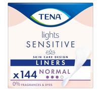 TENA Lights Sensitive Incontinence Liner, Normal (144 Count) | For Women, Light Bladder Leaks, Triple Protection Against Leaks, Odour & Moisture, 0% Fragrances & Dyes for Sensitive Skin