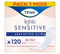TENA Lights Sensitive Ultra Incontinence Pads, Mini (120 Count) | For Women, Light Bladder Leaks, Dry Fast Core for Instant Absorption, 0% Fragrances & Dyes, Dermatologically Tested