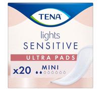 TENA Lights Sensitive Ultra Incontinence Pads, Mini (20 Count) | For Women, Light Bladder Leaks, Dry Fast Core for Instant Absorption, 0% Fragrances & Dyes, Dermatologically Tested