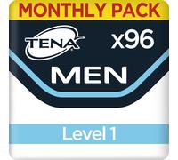TENA Men Absorbent Protector, Level 1, for Light Bladder Weakness, Monthly Pack of 96 Incontinence Pads