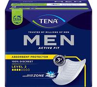TENA Men Absorbent Protector Level 2 - 2 Packs of 10 | Thin Incontinence Pads for Men with Medium Bladder Weakness, Discreet Triple Protection Against Leaks, Odour & Moisture
