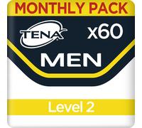 TENA Men Absorbent Protector, Level 2, for Moderate Bladder Weakness, Monthly Pack of 60 Incontinence Pads