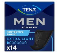 Tena Men Active Fit Absorbent Protector, Level 0 (14 Count) | Ultra Thin Incontinence Pads for Men with Extra Light Bladder Weakness, Triple Protection Against Leaks, Odour & Moisture