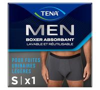 TENA Men Protective Boxers Washable and Reusable, Designed for Drops and Light Urinary Leaks, Absorbent Boxer Shorts for Men with Quick Absorption, Grey, Size S