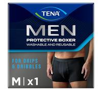Tena Men Washable Mens Boxers Soft, Comfy and Secure Boxers for Drips and Dribbles Invisible Protection Light Absorption Pack of 1 Black Size M