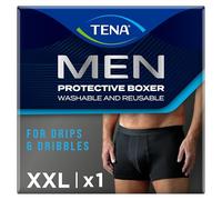 TENA Men Washable Mens Boxers Soft, Comfy and Secure Boxers for Drips and Dribbles Invisible Protection Light Absorption Pack of 1 Black Size XXL