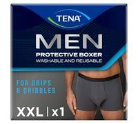 Tena Men Washable Mens Boxers Soft, Comfy and Secure Boxers for Drips and Dribbles Invisible Protection Light Absorption Pack of 1 Grey Size XXL