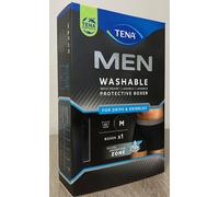 TENA Men - Washable Protective Pants - Soft, Comfy and Secure Boxers for Drips and Dribbles - Invisible Protection, Classic Cut - Light Absorption - Pack of 1 - Black - Size M