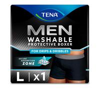 TENA Men's Washable Protective Boxers Light Absorbency Large Black 1 Count