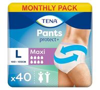 TENA Pants Maxi, 40 pairs, Unisex Incontinence Pants (4 x 10 packs) for Women and Men with Heavy Bladder Weakness, Designed for Everyday Life With Triple Protection and Dual Absorption Zones, Size L