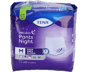 Tena Pants Night Super Proskin Mutandine Assorbenti Taglia M, 10 Pezzi