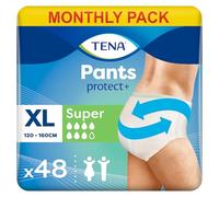 TENA Pants Super, 48 pairs, Unisex Incontinence Pants (4 x 12 packs) for Women and Men with Heavy Bladder Weakness, Designed for Everyday Life with Triple Protection and Dual Absorption Zones, Size XL