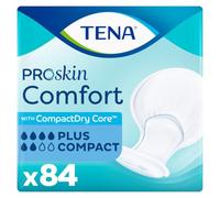 TENA ProSkin Comfort Incontinence Pads, Plus Compact, 2 Packs (84 Count) | Bowl-Shaped, for Medium to Heavy Urine Leakage, CompactDry Core™ for Improved Dryness and Faster Absorption