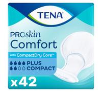 TENA ProSkin Comfort Incontinence Pads, Plus Compact (42 Count) | Bowl-Shaped, for Medium to Heavy Urine Leakage, CompactDry Core™ for Improved Dryness and Faster Absorption