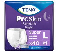 TENA ProSkin Stretch Pull-Up Briefs, Night Large | 4 Packs of 10