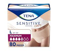 TENA Sensitive Care Adult Incontinence Underwear for Women, Maximum, Large, Beige, Disposable, 80 Count (New Sizing)