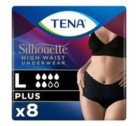 TENA Silhouette Pants | Plus | High Waist | Black | Size Large | Incontinence Pants | 4 Packs of 8