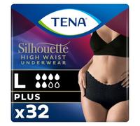 TENA Silhouette Plus High Waist Underwear, Black, Large (32 Count) | For Women, Elegant Discreet, Moderate to Heavy Leakage Protection, Stylish Design & Triple Protection