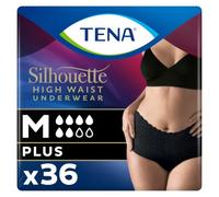 TENA Silhouette Plus High Waist Underwear, Black, Medium (36 Count) | For Women, Elegant Discreet, Moderate to Heavy Leakage Protection, Stylish Design & Triple Protection