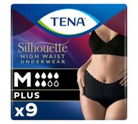 TENA Silhouette Plus High Waist Underwear, Black, Medium (9 Count) | For Women, Elegant Discreet, Moderate to Heavy Leakage Protection, Stylish Design & Triple Protection