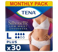 TENA Silhouette Plus Low Waist, 30 pairs of Incontinence Pants (10 x 3 Packs) for Moderate to Heavy Bladder Weakness for Women, De