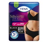 TENA Silhouette Plus Low Waist Underwear, Black, Medium (12 Count) | For Women, Elegant Discreet, Moderate to Heavy Leakage Protection, Stylish Design & Triple Protection