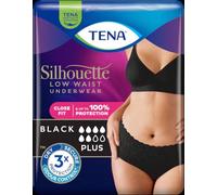 TENA Silhouette Plus Low Waist Underwear, Black, Medium (24 Count) | For Women, Elegant Discreet, Moderate to Heavy Leakage Protection, Stylish Design & Triple Protection