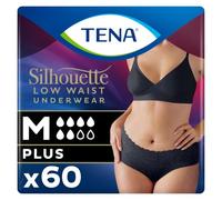 TENA Silhouette Plus Low Waist Underwear, Black, Medium (60 Count) | For Women, Elegant Discreet, Moderate to Heavy Leakage Protection, Stylish Design & Triple Protection