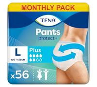 TENA Unisex Pants Plus for Moderate to Heavy Bladder Weakness, Designed for Active Everyday Life, Fits Waist 100cm - 135cm, Large, 56 Pairs of Incontinence Pants (14 x 4 Packs)