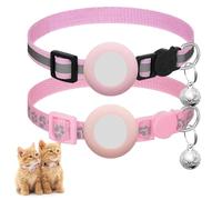 TenaLucy Pack of 2 Reflective Cat Collar with Bell and Holder, Cat Collars, Cat Bell Cat Collar, Cat Collar with Fragile Safety Buckle for Kittens Cats (Pink)