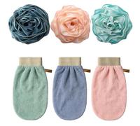 TenaLucy Pack of 3 Shower Sponge Exfoliating Gloves, Rich Foam Bath Sponge, Soft Exfoliating Glove, Bath Sponge Exfoliating Bath Towel, Bathing Accessories Shower Glove for Men and Women