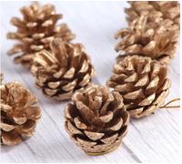 TenaLucy Pack of 36 Pine Cones Decorations in Gold, Pine Cones for Crafts, 3-4 cm Natural Pine Cones for Christmas Tree, Christmas Decorations, Christmas Crafts, Home Decoration, Winter