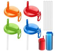 TenaLucy Pack of 4 Can Lids with Straw, Lid for Cans, Soda Can Lid, Leak-Proof Drink Cans Lid with Straw, Can Stopper, Drink Cans Closure with Flip (Solid Colour)