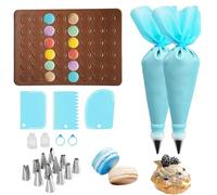 TenaLucy Piping Bag with Nozzles, 1 Macarons Baking Mat 48 Cavities
