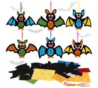 TenaLucy Set of 6 Children's Bats Self-Adhesive Halloween Craft Children's Creative Sets for Halloween Decoration Children's DIY Halloween Crafts with Felt Stickers for Boys Girls