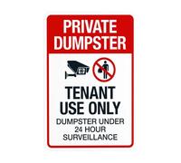 Tenant Use Only Dumpster Under 24 Hour Surveillance Metal Warning Sign for Indoor Outdoor Security, Business Office Home Garden Street Decor 20 x 30 cm